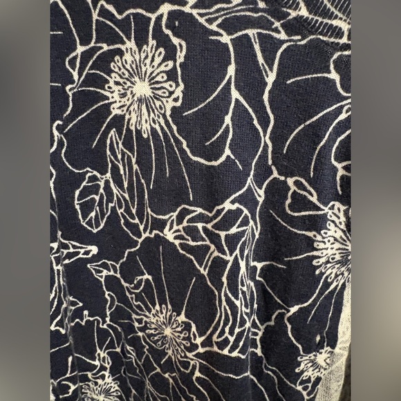 NWT LOFT Navy and White Floral Cardigan - Picture 3 of 5